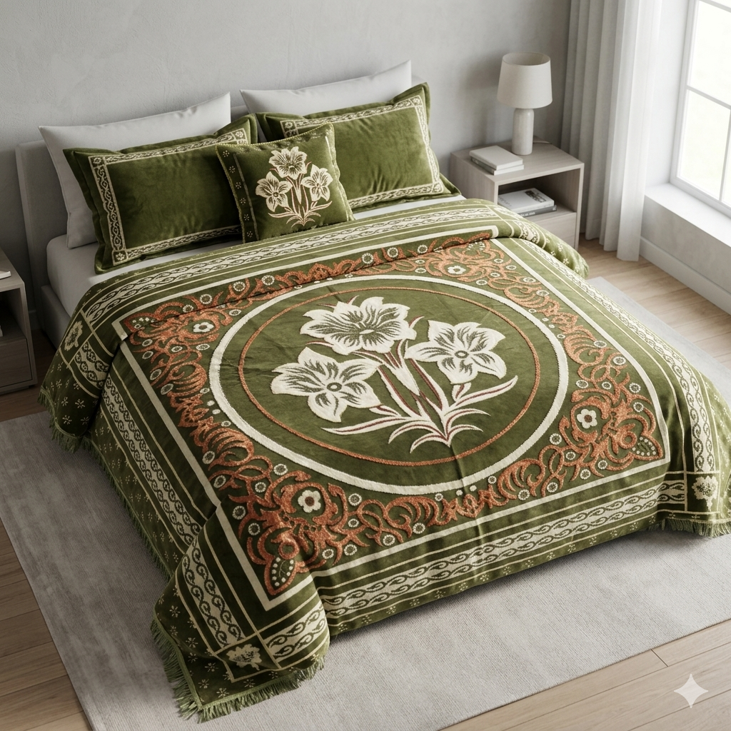 Jacquard Velvet Bed Sheet Set 4 pcs