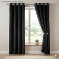 2 Pieces Velvet Eyelet Curtains