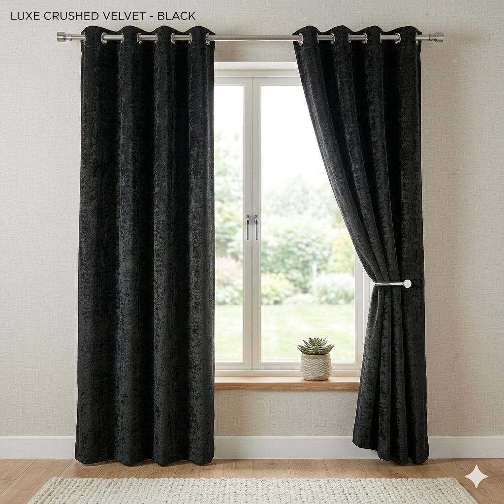 2 Pieces Velvet Eyelet Curtains