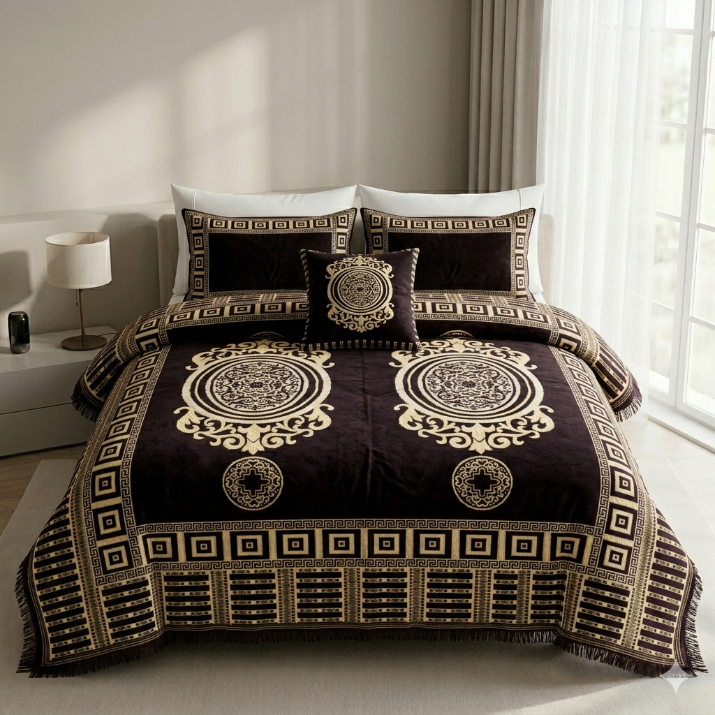 Jacquard Velvet Bed Sheet Set 4 pcs