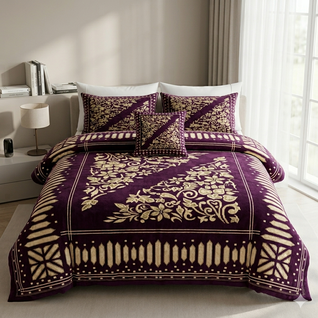 Jacquard Velvet Bed Sheet Set 4 pcs