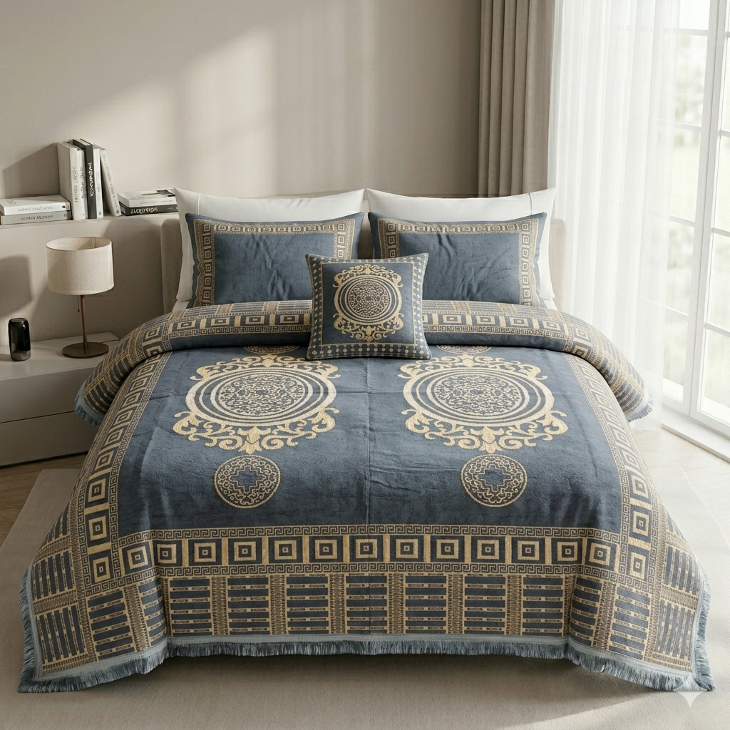 Jacquard Velvet Bed Sheet Set 4 pcs