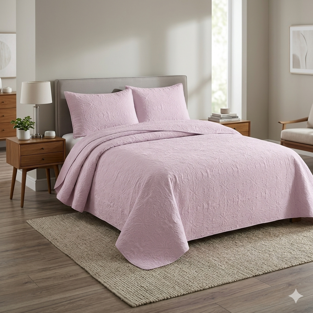 Diamond Luxury Bed Spread (100% Egyptian Style) - 3 Pieces of Bed Spread Set (Fit for Double & King Sizes)