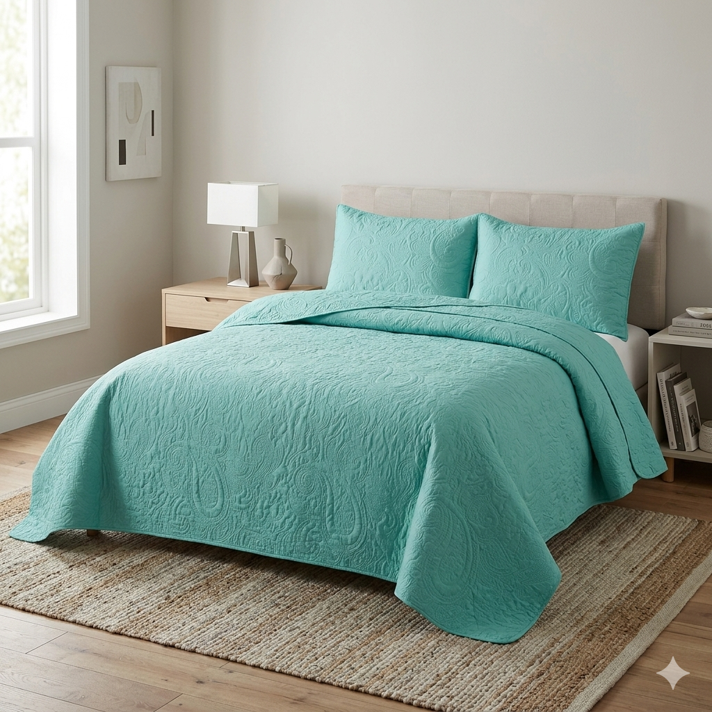 Diamond Luxury Bed Spread (100% Egyptian Style) - 3 Pieces of Bed Spread Set (Fit for Double & King Sizes)