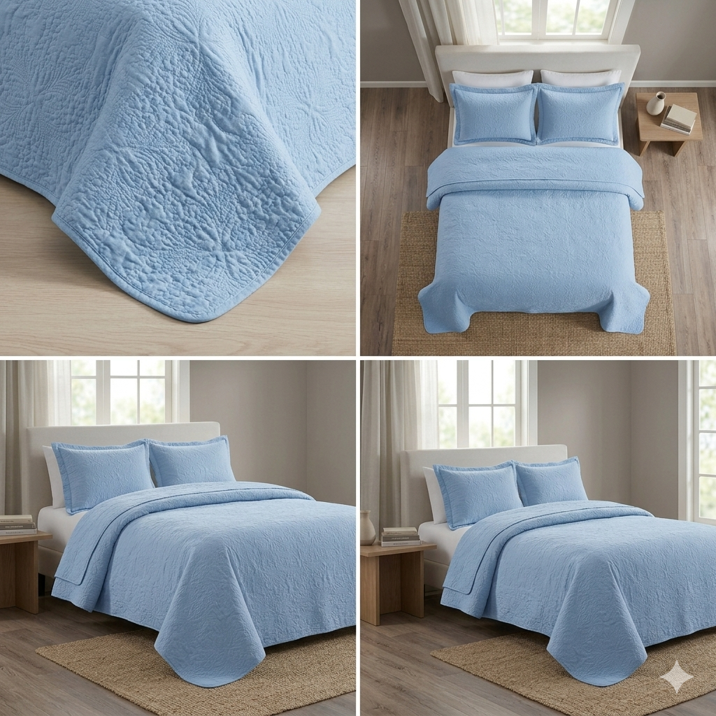 Diamond Luxury Bed Spread (100% Egyptian Style) - 3 Pieces of Bed Spread Set (Fit for Double & King Sizes)