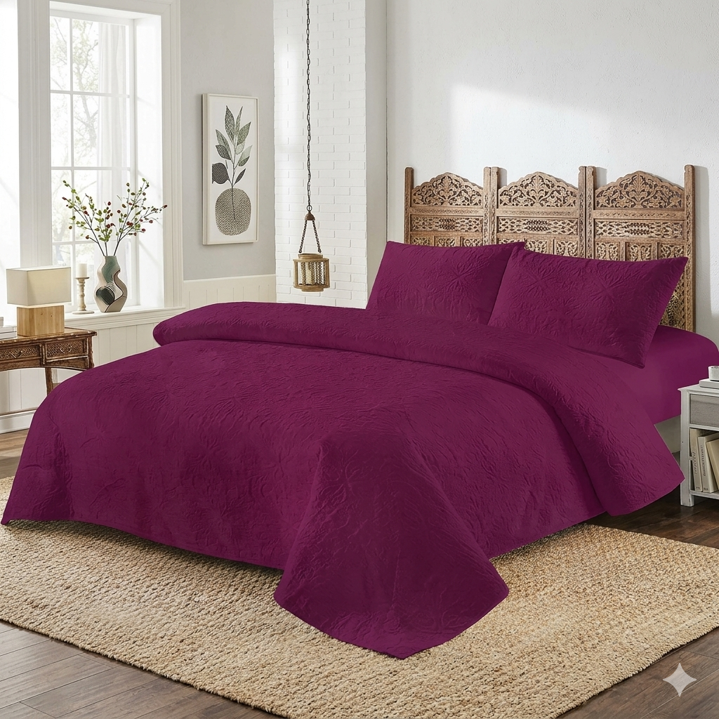 Diamond Luxury Bed Spread (100% Egyptian Style) - 3 Pieces of Bed Spread Set (Fit for Double & King Sizes)